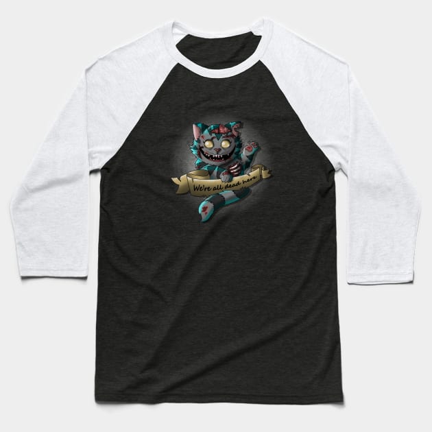 The Zombie Cheshire Cat Baseball T-Shirt by NemiMakeit